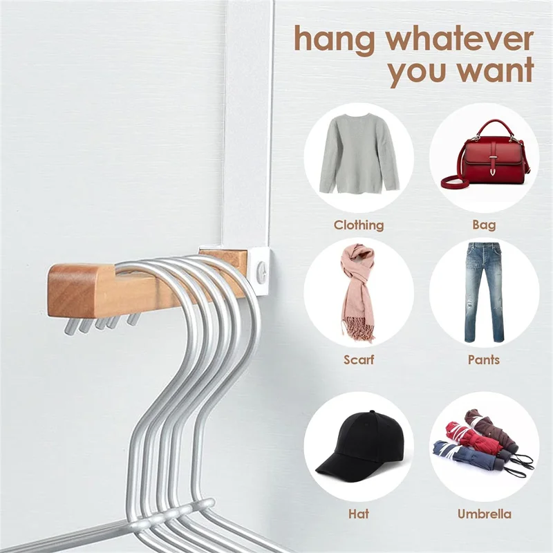 Foldable Wood Over The Door Hooks Wooden Foldable Coat Hooks, Over Door Hooks For Hanging Towels, Clothes, Wreath And Bag