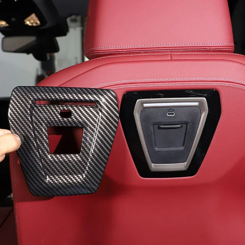 

For BMW 5 Series G60 2024 ABS Carbon Fiber Car Rear Seat USB Charging Panel Decorative Cover Interior Car Accessories