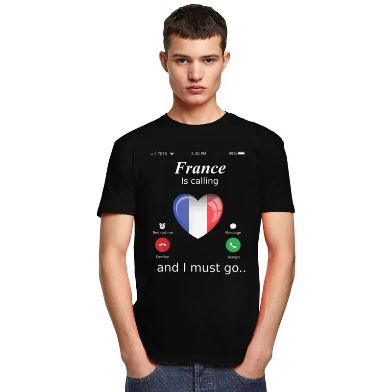 فرنسا تدعو ويجب أن أذهب تي شيرت للرجال التي شيرت موضة هدية عيد الحب تي شيرت علم فرنسا #5