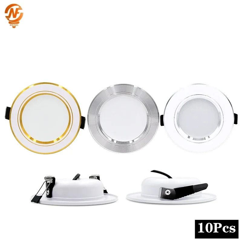 

10pcs Led Downlight 110V 220V Ceiling Light 5W 9W 12W 15W 18W Recessed Round Panel Light DC12V 24V Spotlight Indoor Lighting