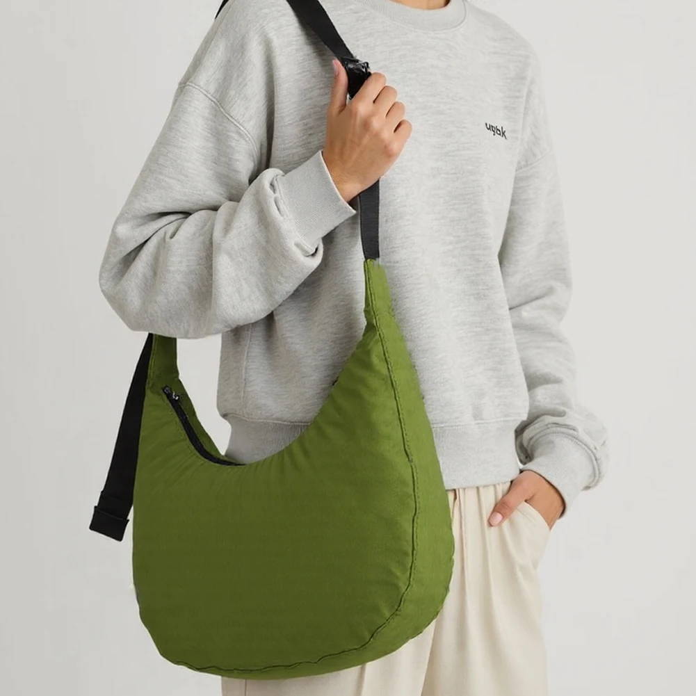 

Нейлоновая сумка-полумесяц для женщин, маленькая сумка через плечо, клатч на молнии, сумка-хобо с удлиненным регулируемым плечевым ремнем