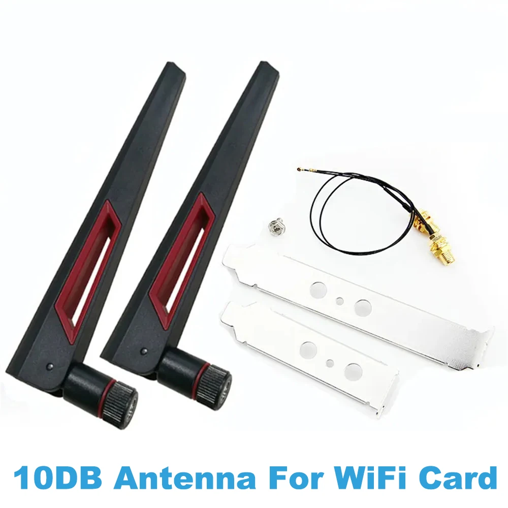 2x10dbi Dual Band M.2 Ipex Mhf4 20Cm 30Cm Kabel Naar RP-SMA Wifiantenneset Voor Intel Be200 Ax210 9260 Ngff Kaart