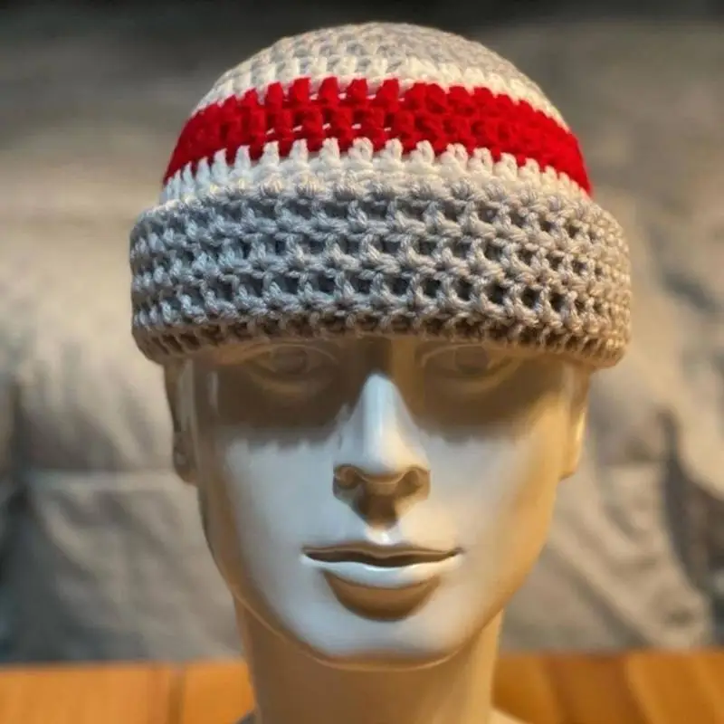 39BD Mann Halten Warme Schädel Kappe Farbe Passenden Strickmütze Winter Fahren für Erwachsene – Detail 7