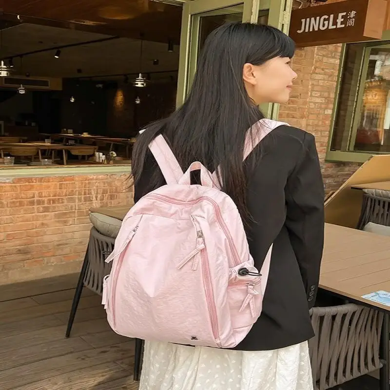 

Студенческий модный минималистичный повседневный многофункциональный рюкзак большой емкости для упражнений, водонепроницаемая трендовая нейлоновая сумка для хранения для девочек