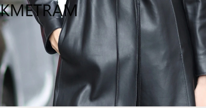 Giacca in vera pelle Donna 100% pelle di pecora Giacche nere Donna Trench in pelle di media lunghezza di lusso Abiti autunnali 2025 дубл onderка