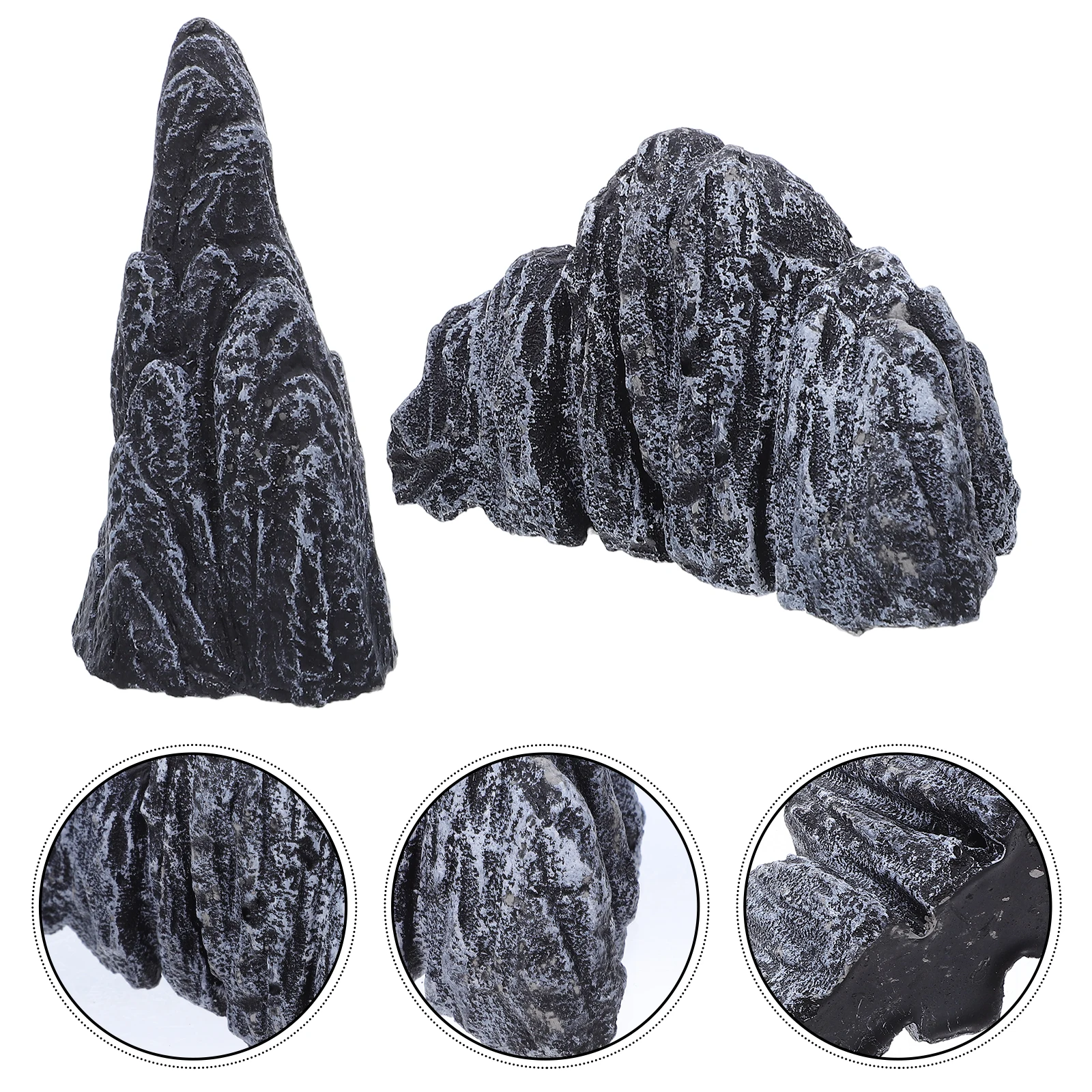 

2pcs Miniature Rockery Resin Micro Landscape Decor For Desktop Aquarium Terrarium Garden Indoor Simulation Mountain Ornament