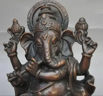 6palcová tibetská buddhistická bronzová socha bohatství se 4 rameny, slon Džambhala, boh mamonu 8 nejlepší prodej socha mamonu - №8