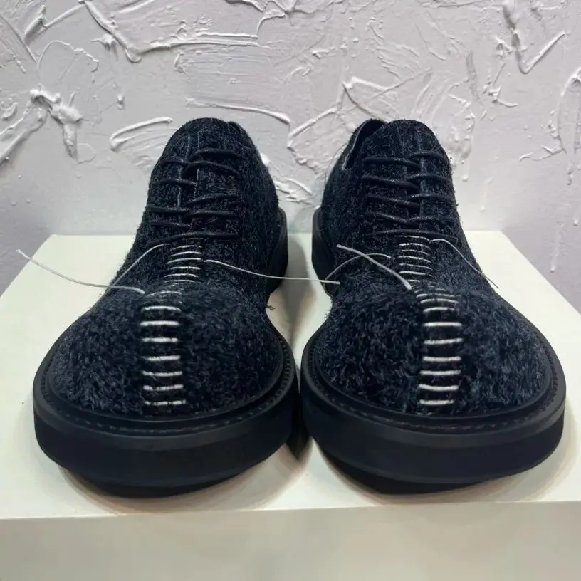 Scarpe derby da uomo con suola spessa per feste da uomo in vera pelle con punta grande personalizzate dal design originale