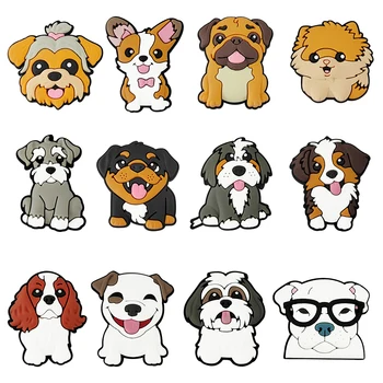 Animales lindos dijes de zapatos de perro para Crocs accesorios decoración Pin pulsera DIY niños mujeres regalos