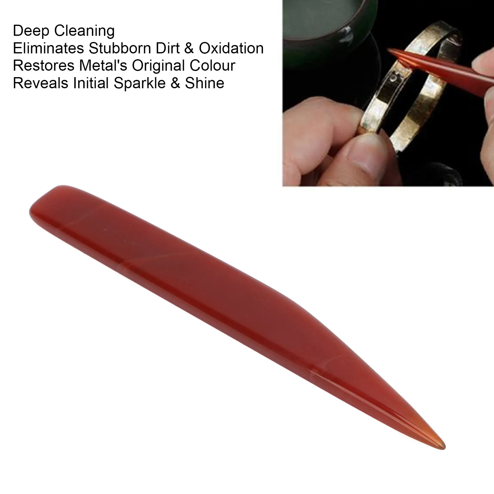 Hand Polishing Burnisher Tool Professional Scraping  Cleansing Dirt Removal Portable Red Agate Burnishing Tool for Jewelry