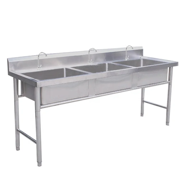 

Stainless Steel Sink Assembly Hand Wash Basin Workbench Single Bowl Kitchen Sink With Drainboard