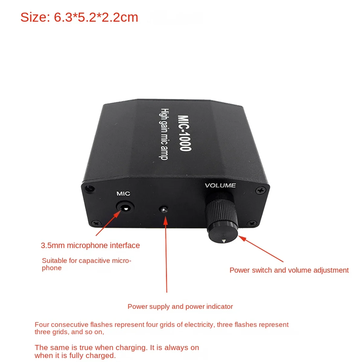 Microphone MIC-1000 Audio Amplificateur Gain 1000 fois Amplification Stéréo Audio Signal Pré-Amplificateur Conseil