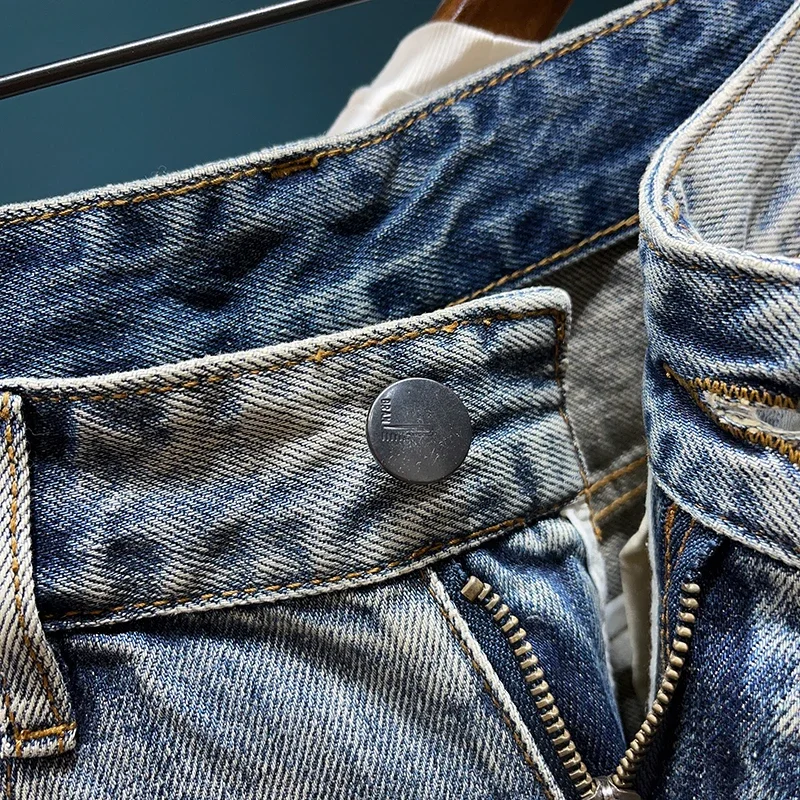 الكورية موضة ممزق رجالي الدنيم السراويل خمر الشارع الشهير الصيف عادية مستقيم السراويل الرجال ماركة الملابس الهيب هوب جينس قصير