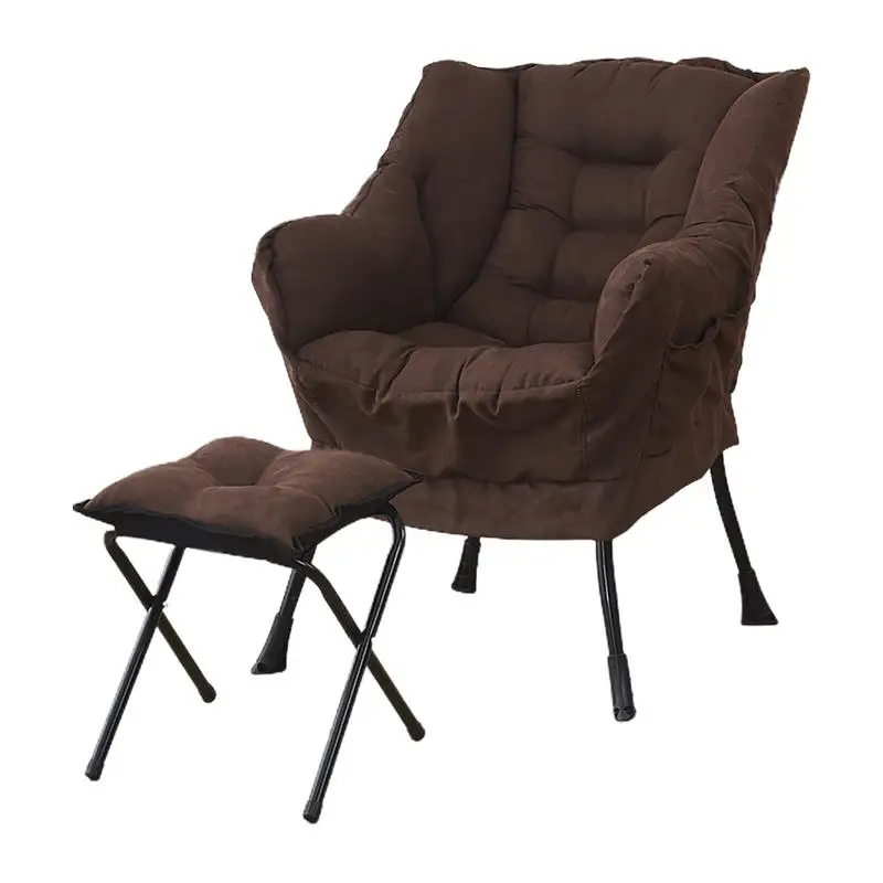 Arm Chair With Ottoman Brown Reading Chair With Foldable Footrest Comfortable Rest Supplies Strong Load Bearing Lounge Chair