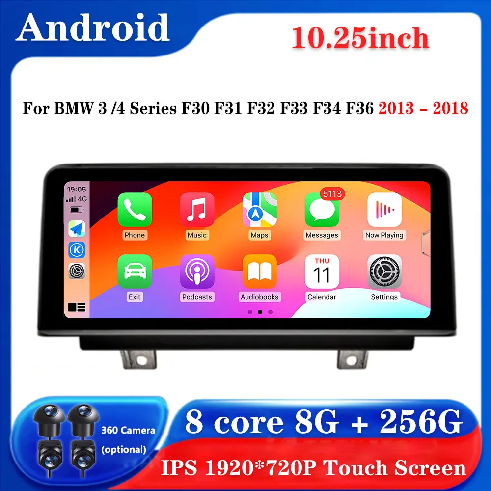 10.25 inch Android Car Radio Multimedia Player For BMW 3 /4 Series F30 F31 F32 F33 F34 F36 2013 - 2018 NBT EVO System DSP Stereo