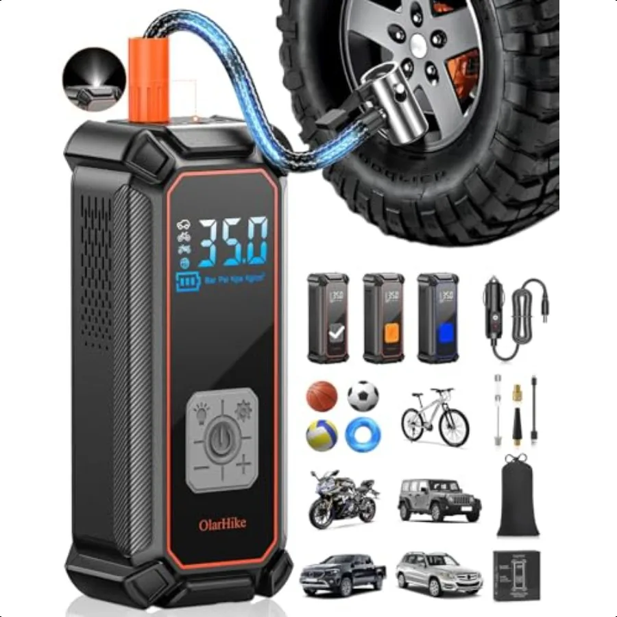 

OlarHike Cordl Tire Iator Портативный воздушный компрессор 150PSI Dual Power 5400 мАч 12 В постоянного тока Воздушный насос для автомобильных шин Велосипед Мотоцикл Велосипед