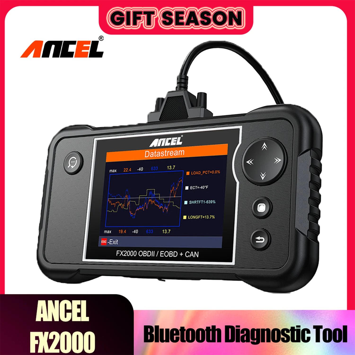 Ancel FX2000 Professional OBD2 Automotive Scanner ABS SRS Airbag Transmission Code Reader OBD Auto Diagnostics Scan Tool Polish