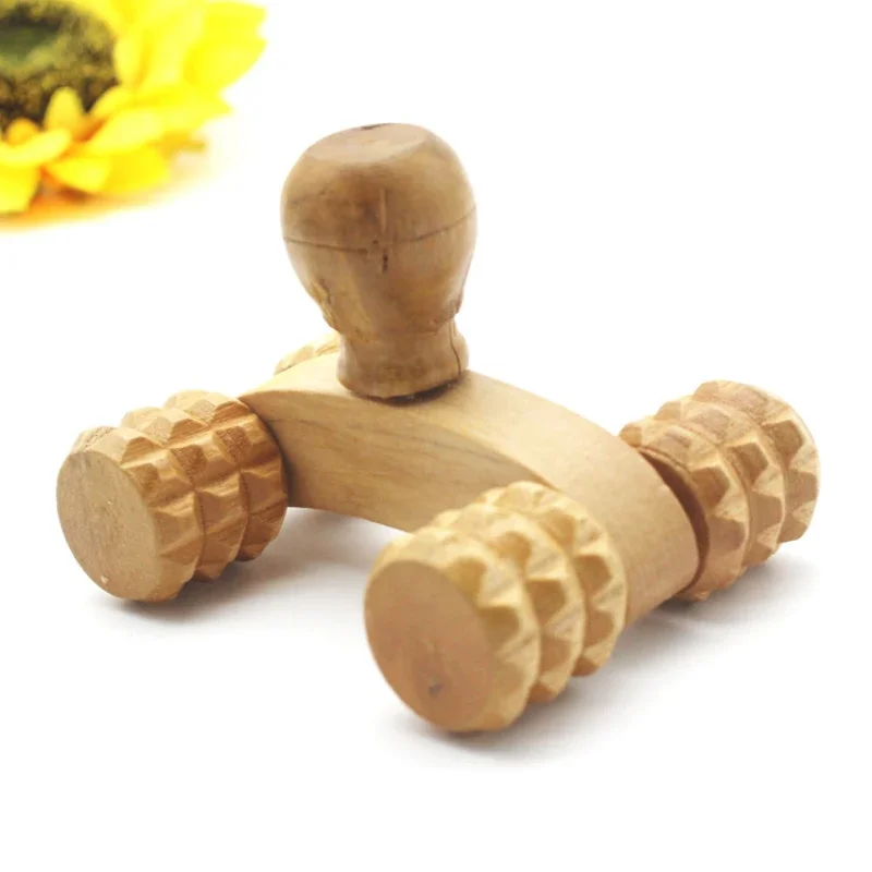 Solid Wood Full-body 4 Wheels Wooden Car Roller Relaxing Hand Massage Tool Reflexology Face Hand Foot Back Body Therapy Product