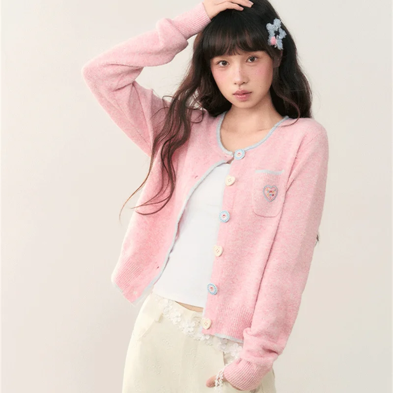 

High-End Knitted Sweater Cardigan Women's Early Autumn 2025 New Non-Balloning Long Sve round Ne Regular Length Outerwear