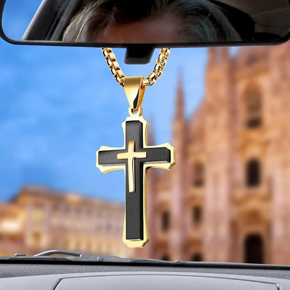 

Metal Cross Pendant Car Reflective Accessory Automotive Part Hanging Plaster Decor for Women Miss Decorations