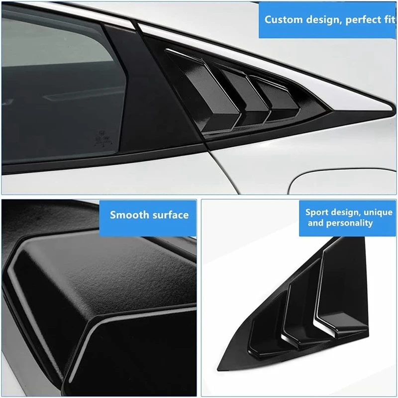 2 PCS Rear Side Window Louvers Gloosy Black Car Accessories ABS For Honda Civic Sedan 2016-2021 Accessories Air Vent Scoop Cover