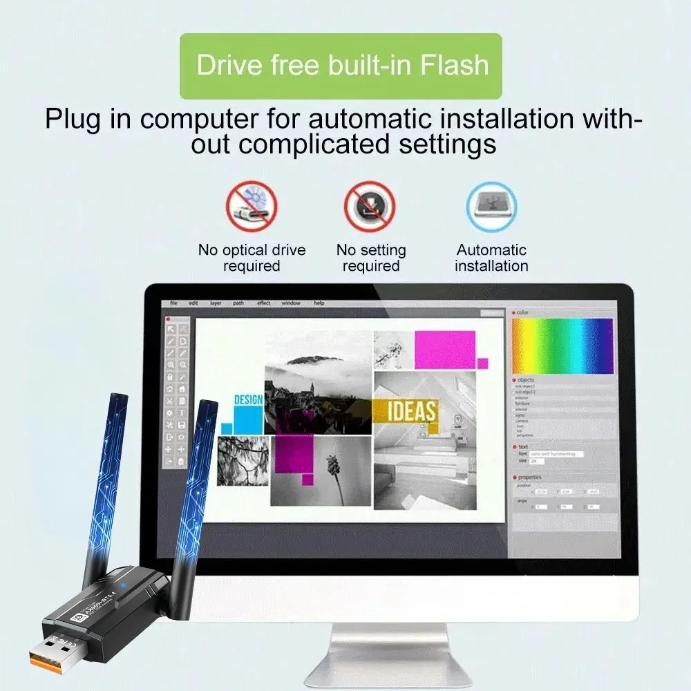 900Mbps USB 와이파이 블루투스 5.4 어댑터, 2 인 1 네트워크 카드, 듀얼 밴드 2.4G, 5GHz 와이파이 안테나, 미니 무선 리시버 PC 액세서리 ,900Mbps USB WiFi Bluetooth5.4 Adapter 2in1 Network Card Dual Band 2.4G 5GHz Wi-Fi Antenna Mini Wireless Receiver PC Accessorie