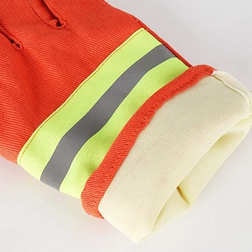 

Thicken Fireman Gloves Heat Resistant Wear Resistant Flame Retardant Gloves Orange Protective Gloves Firefighter Training