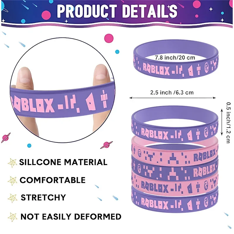 4 Stück/Set Robloxed Lila Rosa Armband Anime Actionfiguren Cartoon Silikon Armbänder Geburtstagsgeschenke