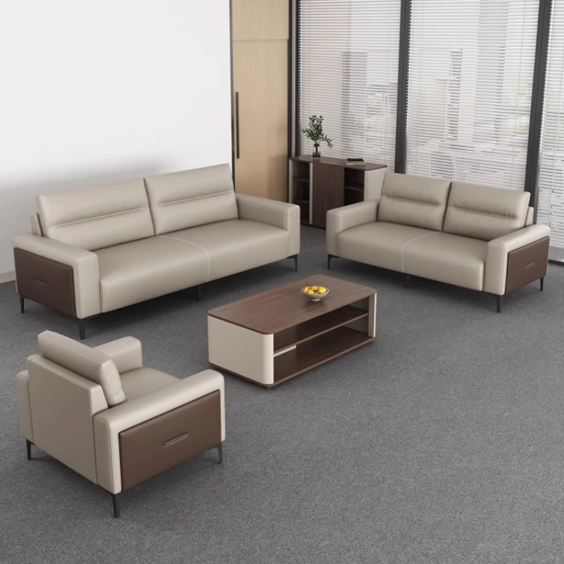 simple Office sofa modern leather business reception sofa combination meeting area negotiation divano angolare moderno furniture