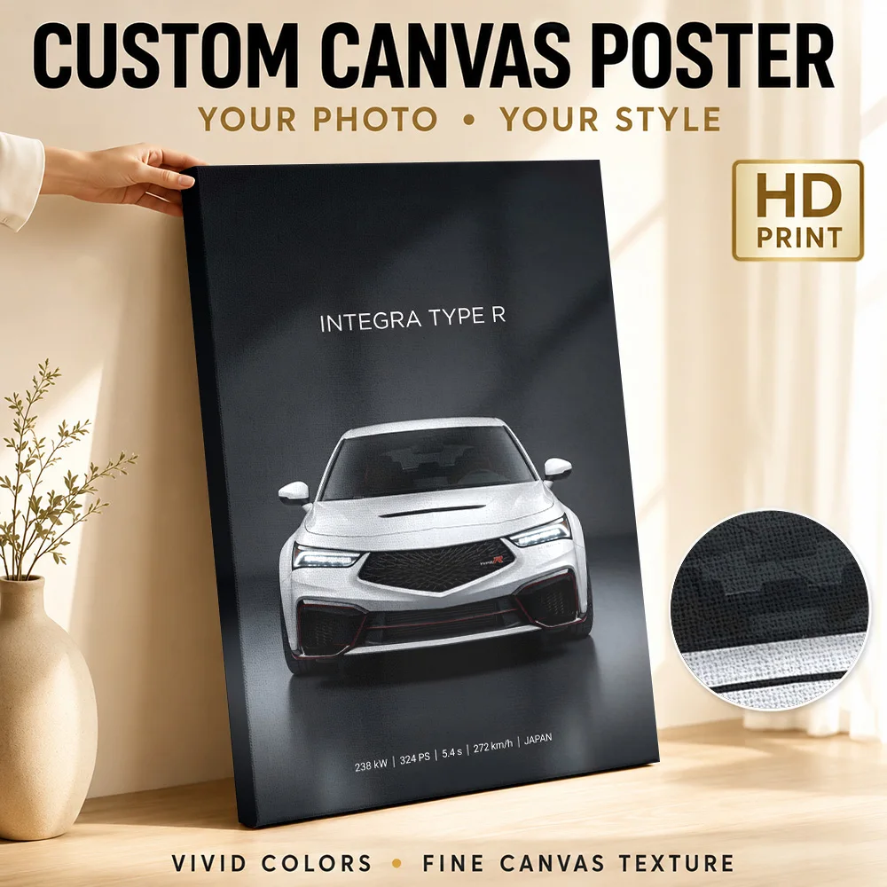 Japanese Integra Type R Car Canvas Poster Personalized Photo Detailed Front View Composition Wall Art For Automotive Showroom