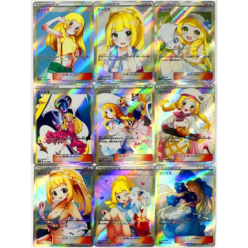 Anime Pokemon DIY ACG Iono Haruto Aoi Lillie Lusamine Rainbow Flash Boy Game Toys Collectible Cards Christmas Birthday Gifts