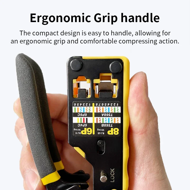 RJ45 Crimping Tool Set Network for Cat6 Cat5 Cat5e Ethernet RJ12 Crimper Wire Stripper Battery Pliers Kit Connectors Cable Pass