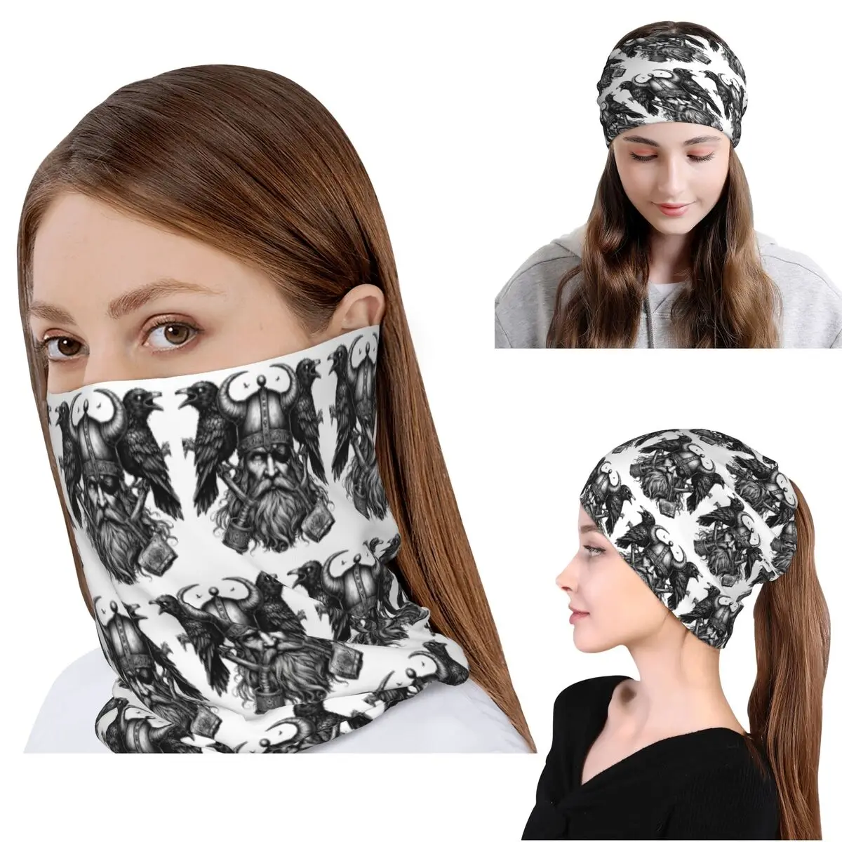 

Odin Vikings Viking Legend Norse Mythology Rune Bandana Neck Gaiter Face Scarf Cycling Scarf Beanies Hat Unisex Adult Windproof