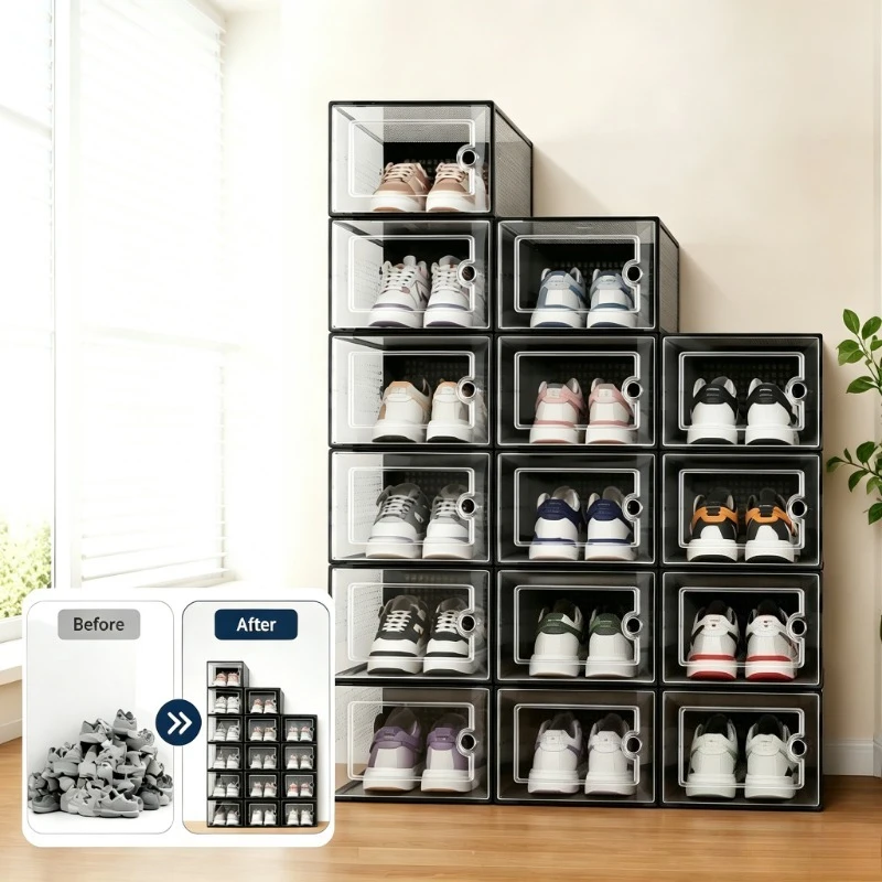 Stackable Clear Plastic Shoe Storage Boxes