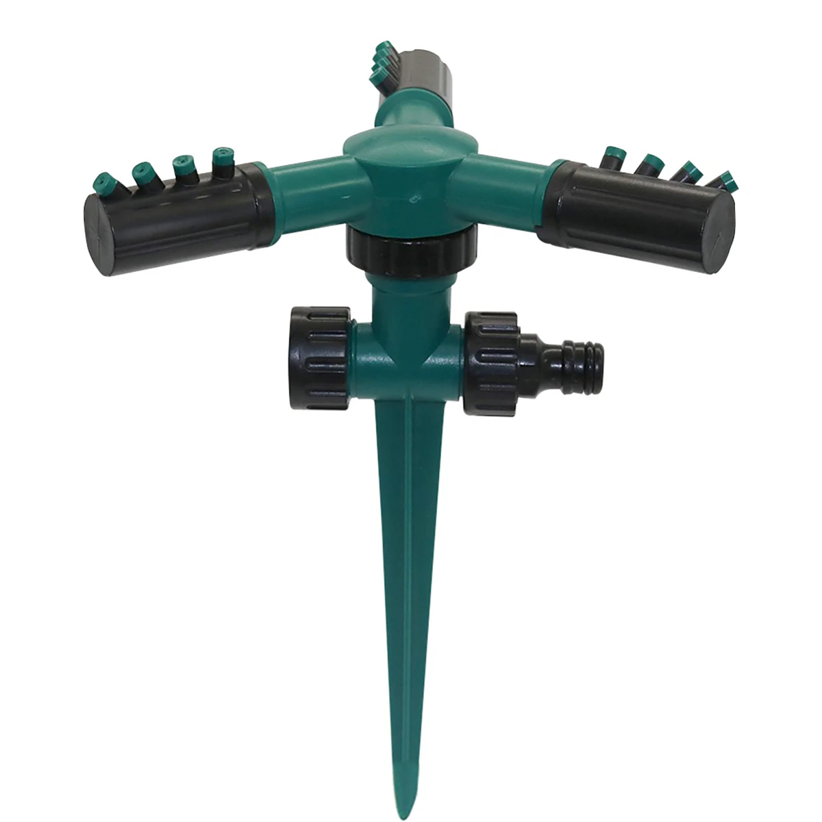 3-Arm Rotating Sprinkler With Plastic Spiked Bracket 360° Automatic Rotary Nozzles Garden Lawn Plants Flowers Irrigation Device