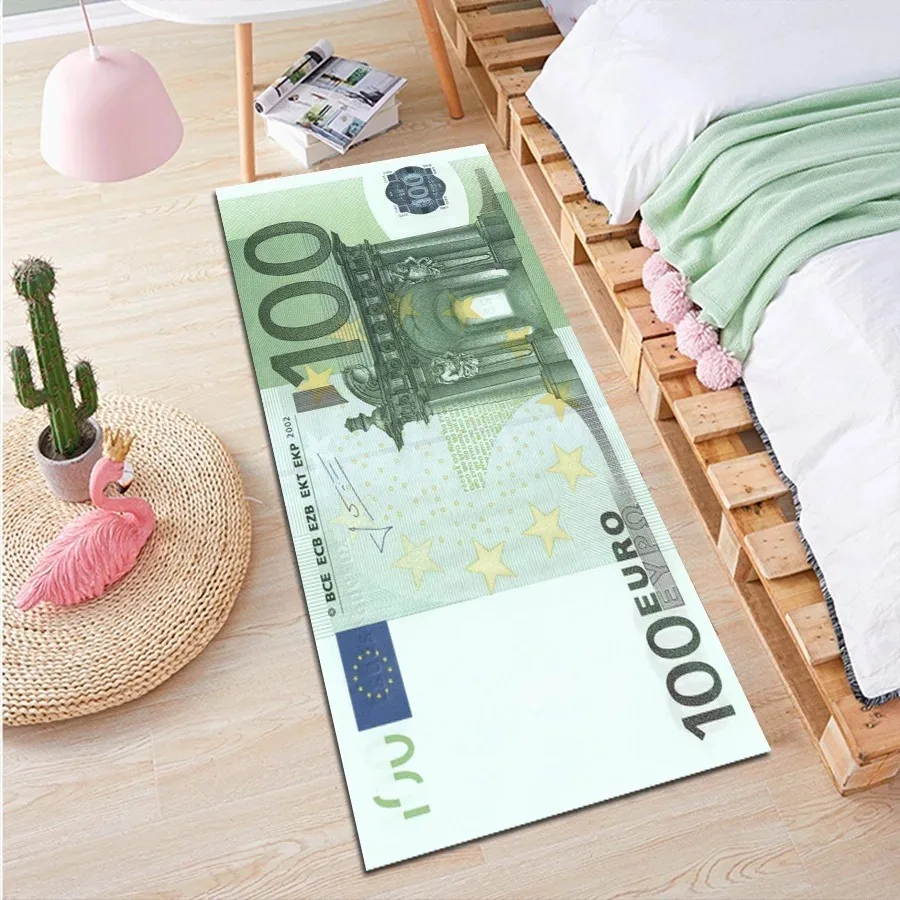 Unique Dollar Bill Strip Floor Mat Long Rectangular Carpet Bedroom Living Room Non-Slip Rug Entryway Corridor Bay Window Decor