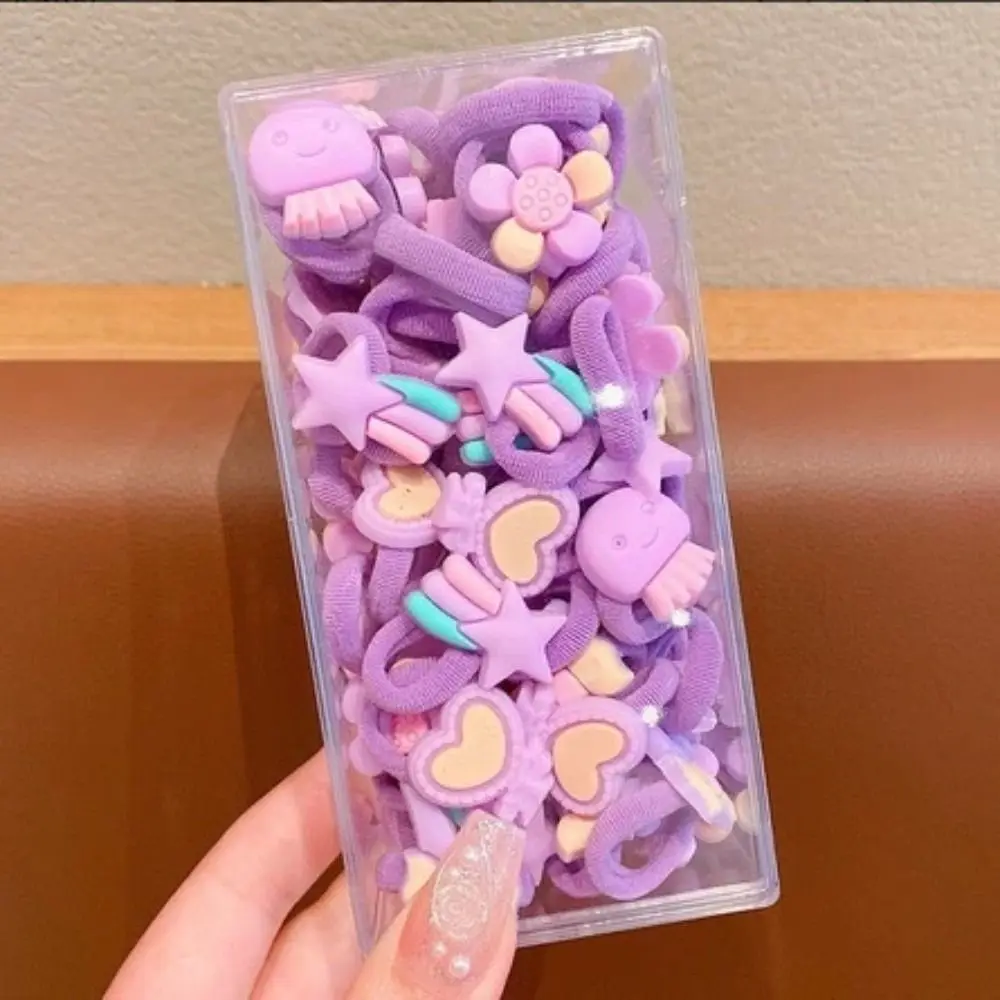 20Pcs Cute Bow Hair Rope Not Hurt Hair Flowers Head Rope Elastic Cartoon Rubber Band Kids Headdress