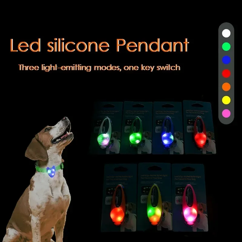 

Pet Led Silicone Rubber Pendant Safety Flashing Glow Light Blinking Led Collar Luminous Pendant For Pet Dog Puppy Necklace