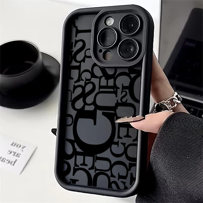 Luxury Phone Case for iPhone 16 15 14 13 12 11 Pro Max Mini XR XS X 7 8 6 6s Plus Soft TPU Back-G-G-GUESSES-Cover