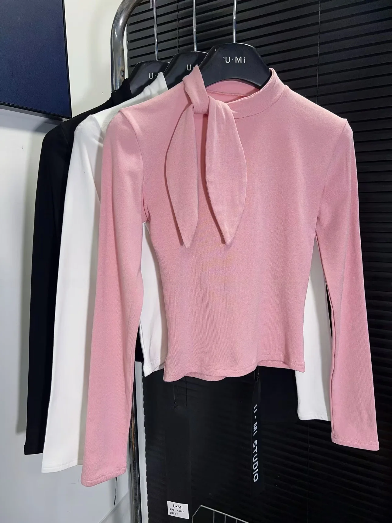 

Корейская женская футболка Sle Knot ort Sve, зимняя футболка Thiened Long Sve, хлопковый круглый топ Ne для похудения