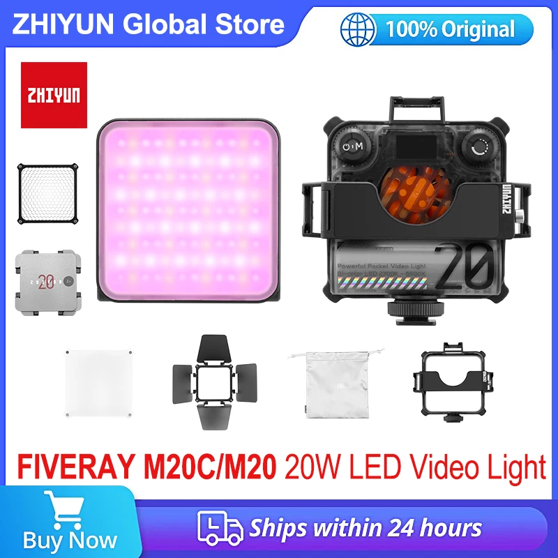 Zhiyun FIVERAY M20C M20 Pocket 20W LED Video Light 2500K-10000K RGB Photography Lights App Control for Photo Studio Vlog LIve