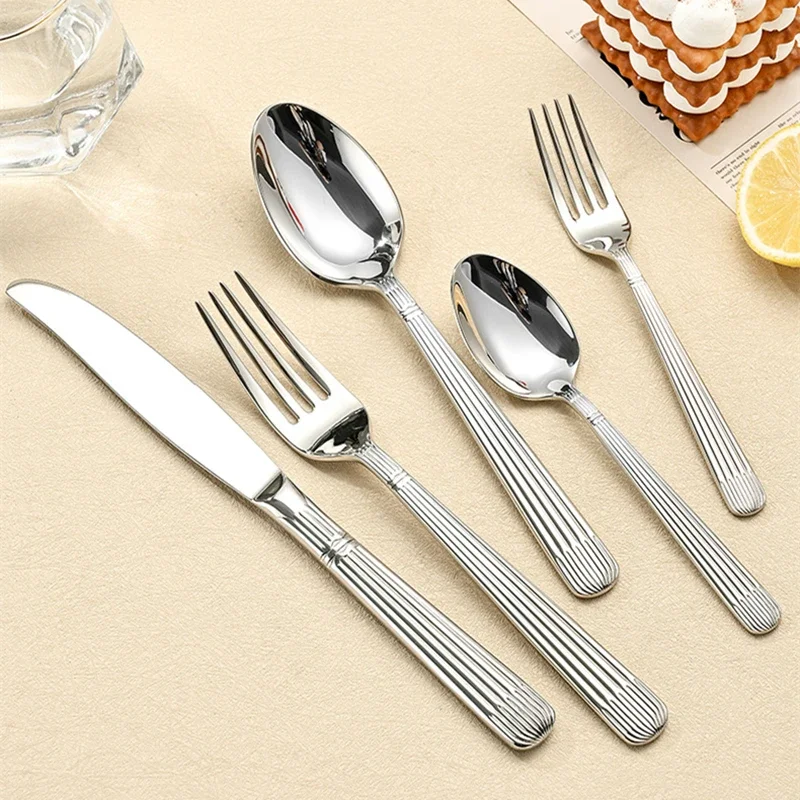 New Luxury Cutlery 18/10 stainless steel 304 Classical Flatware Dinnerware Set Silver Drop Shipping