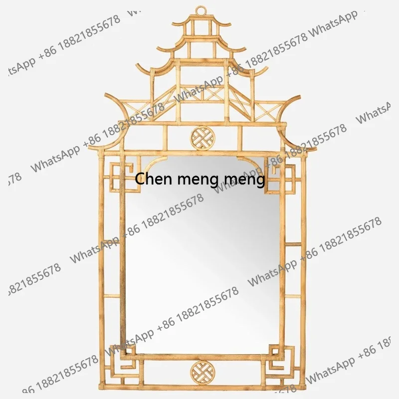 Guanding Custom Irregular Pagoda Mirror New Chinese Style Architectural Element Decorative Mirror Wall-Mounted Entrance Wall