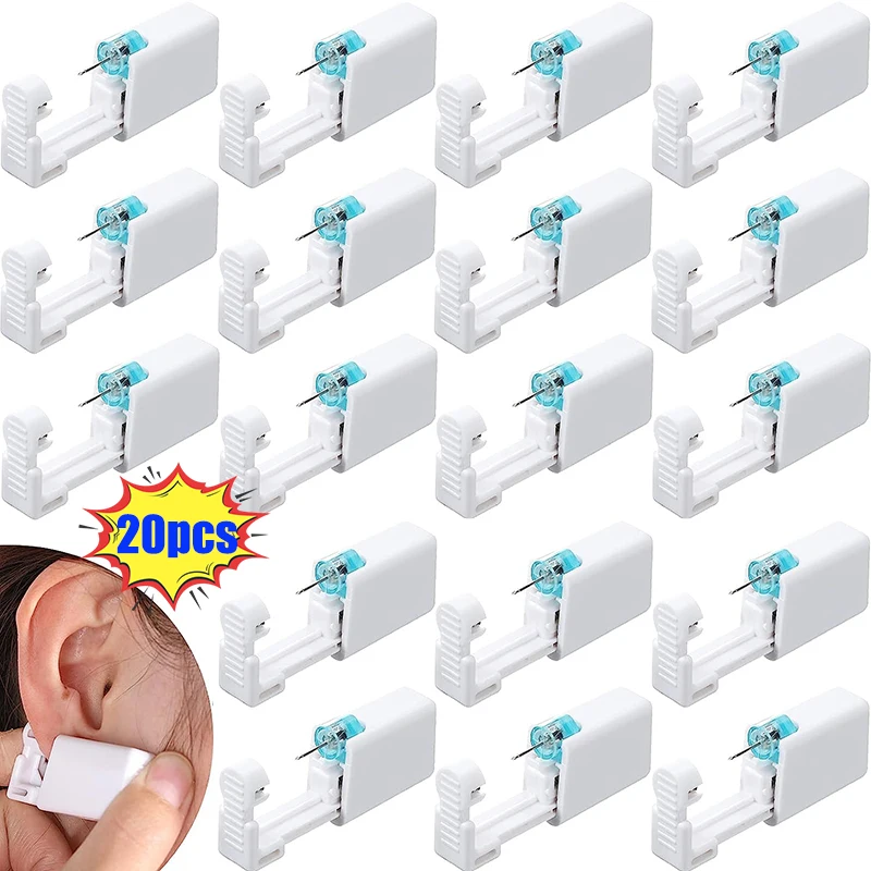 1-20Pcs Safety Ear Piercing Gun Kit White Disposable Disinfect Safety Earring Piercer Machine Studs Nose CLip Body Piercing Tool