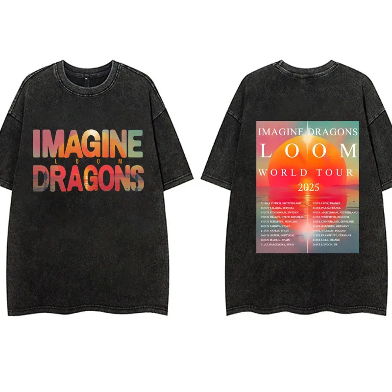 Limted Imagine Dragons Band Loom Tour 2025 T Shirts Men's Women's Clothes Fashion Hip Hop T-Shirts Loose Cotton Vintage T-shirt