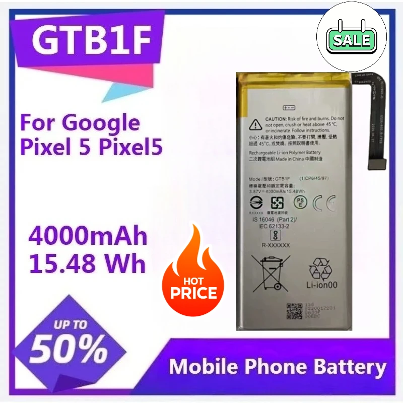 

For Google Pixel 5 Pixel5 GTB1F Pixel 5 Phone Replacement Battery GTB1F 4000 MAh 15.48 Wh Battery