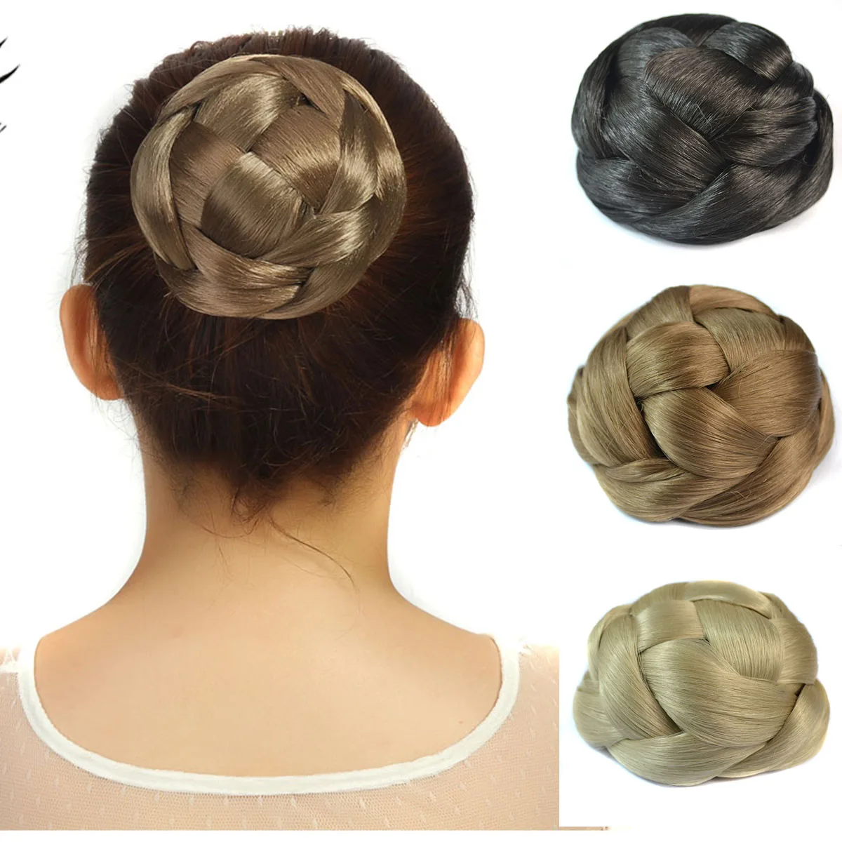 

Jeedou Braided Chignon Hair Bun Dancer Hair Cover Donut Hair Pieces Scrunchies Hair Bun Wig Clips Updo Wedding Party for Women