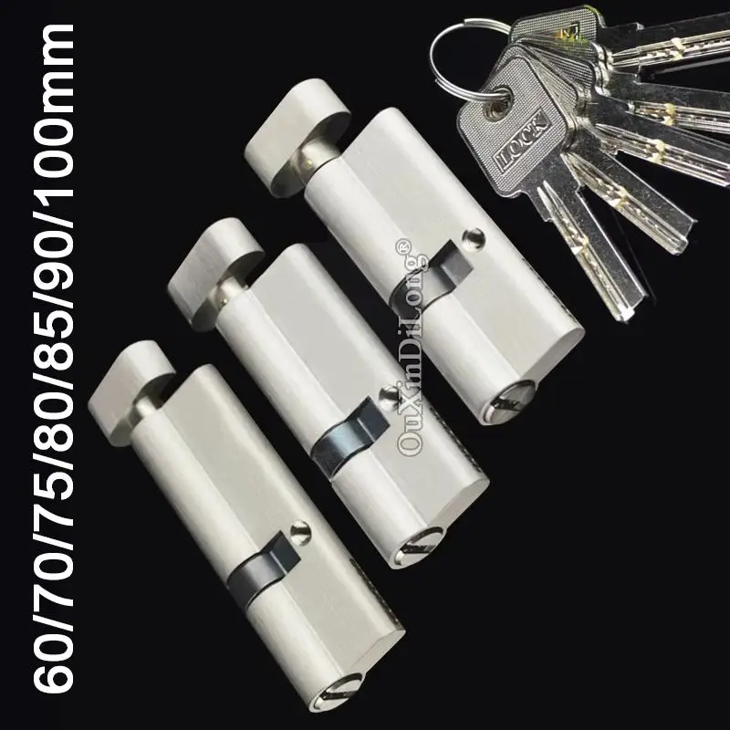 

Cheap 1Piece Solid Brass European Mortise Door Lock Cylinder Single Open Partiality Lock Core Lock Gall Repair Parts + 5 Keys