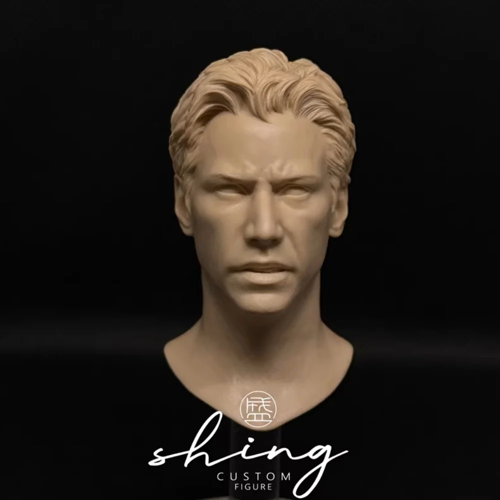 【Unpainted】In Stock 1/6 Scale Male Soldier Keanu Reeves Super Hero Actor White Head Model For 12in Action Figure Model Toys