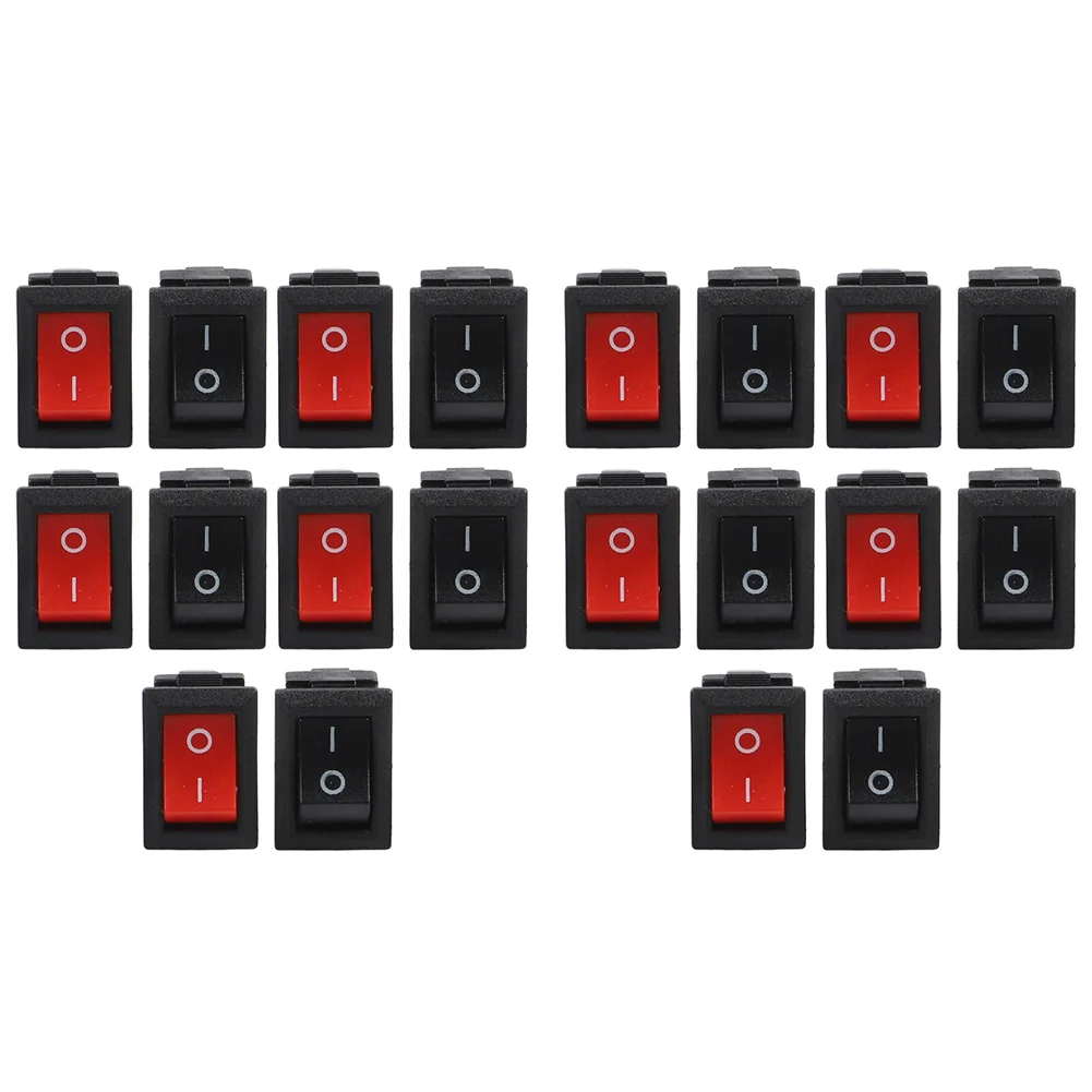 20PCS Rocker Switch Set 2 Pin SPST ON OFF 125VAC 6A 250VAC 3A Compact Size for Car Boat Marine Electrical Installations